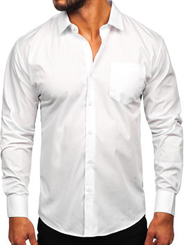 Biała koszula męska elegancka z długim rękawem Denley M13
