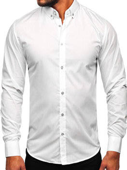 Biela pánska elegantná košeľa s dlhými rukávmi BOLF 5821-1