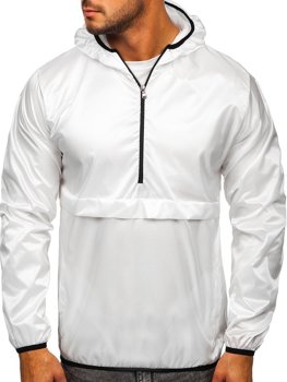 Biela pánska športová prechodná bunda s kapucňou Bolf 5061