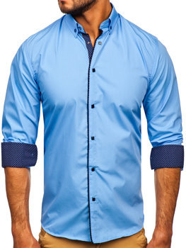 Blankytná pánska elegantná košeľa s dlhými rukávmi Bolf 7724-1