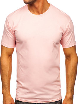 Bledoružové pánske bavlnené tričko bez potlače Bolf 192397