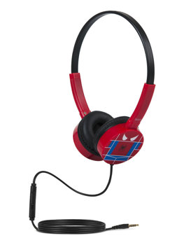 Červené káblové slúchadlá na uší s mikrofónom pre deti W15SM
