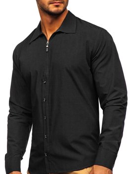 Čierna pánska košeľa s dlhými rukávmi Bolf 20702