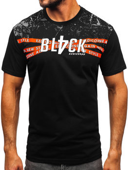 Čierne pánske bavlnené tričko Bolf 14722
