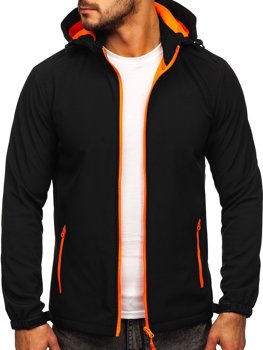Čierno-oranžová pánska softshellová prechodná bunda Bolf HH017