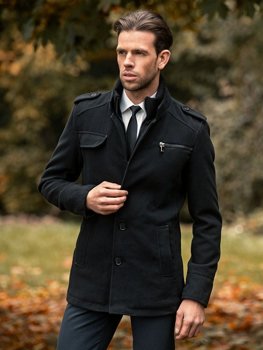 Čierny pánsky zimný kabát Bolf 8856B