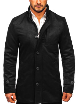 Čierny pánsky zimný kabát so stojačikovým golierom Bolf M3129