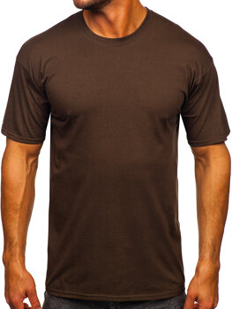 Hnedé pánske bavlnené tričko bez potlače Bolf B459
