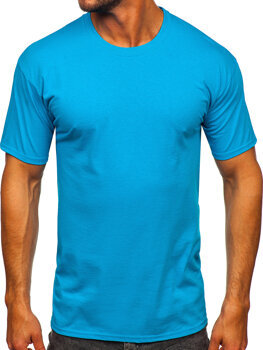 Modré pánske bavlnené tričko bez potlače Bolf B459
