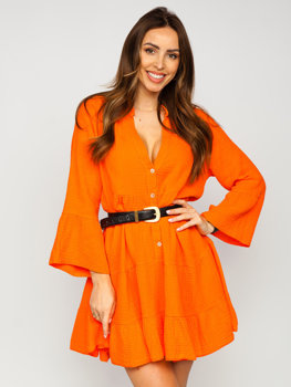 Oranžové dámske mušelínové šaty s volánmi Bolf A2160