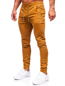 Pánske látkové jogger nohavice vo farbe ťavej srsti Bolf KA6792