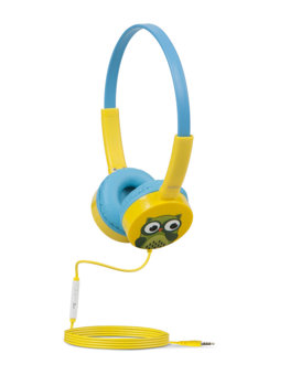 Zelené káblové slúchadlá na uší s mikrofónom pre deti W15