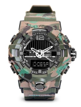 Zelené pánske hodinky s maskáčovým vzorom Bolf 3261
