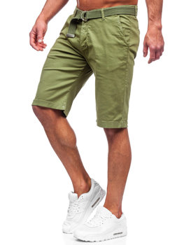 Zelené pánske látkové šortky s opaskom Bolf 0010