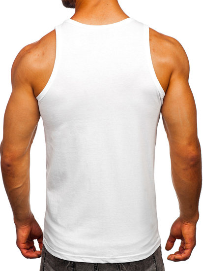 Biele pánske boxerské tričko/tielko Tank Top s potlačou Bolf 14831