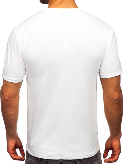 Biele pánske tričko s potlačou a aplikáciami Bolf 192380