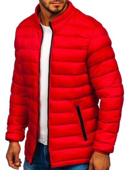 Červená pánska prešívaná športová zimná bunda Bolf JP1102