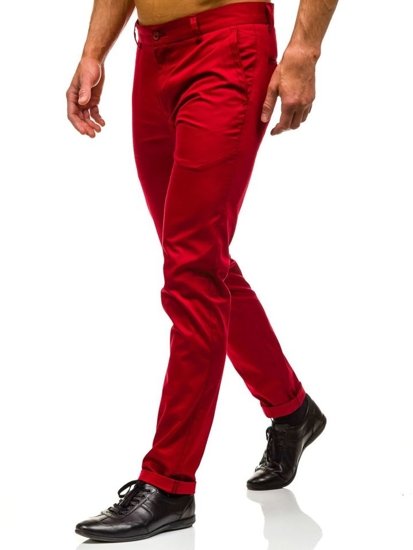 Červené pánske spoločenské nohavice BOLF 0204