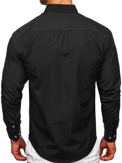 Čierna pánska košeľa s dlhými rukávmi Bolf 20721