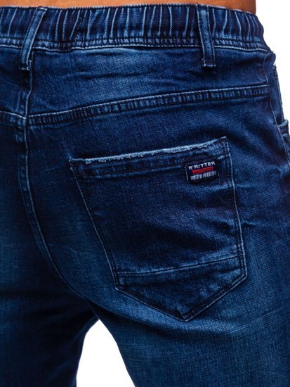 Granatowe spodnie jeansowe joggery męskie Denley 85027W0