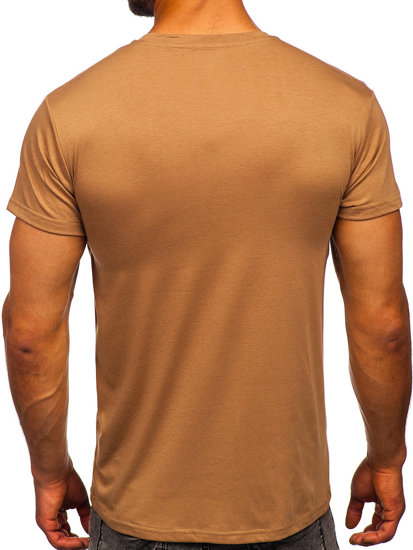 Hnedé pánske tričko bez potlače Bolf 2005