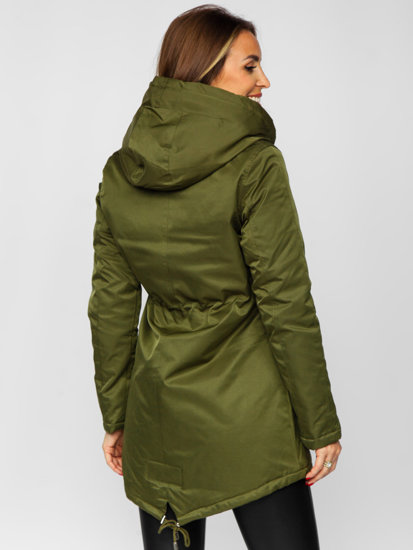 Khaki dámska zimná bunda parka s kapucňou Bolf 5M772