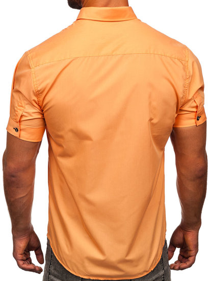 Oranžová pánska košeľa s krátkymi rukávmi Bolf 5528