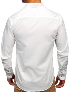 Biela pánska elegantná košeľa s dlhými rukávmi BOLF 5792