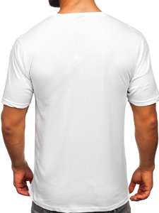 Biele pánske bavlnené tričko s potlačou Bolf 14787
