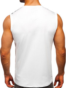 Biele pánske tričko/tielko Tank Top s potlačou Bolf 14826