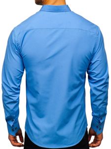 Blankytná pánska elegantná košeľa s dlhými rukávmi Bolf 8840-1