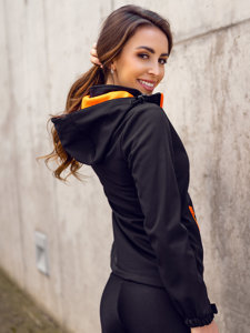 Čierna/oranžová dámska softshellová prechodná bunda Bolf HH018