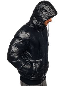 Čierna pánska prešívaná zimná bunda Bolf 92556