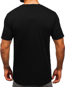 Čierne pánske bavlnené tričko s potlačou Bolf 14751