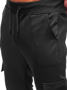 Čierne pánske teplákové jogger nohavice s cargo vreckami Bolf 8K1130