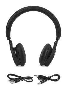 Čierne stereofónne bluetooth slúchadlá na uší QBM-68