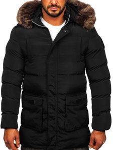 Czarna pikowana kurtka męska zimowa Denley 5M50