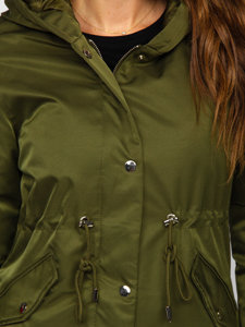 Khaki dámska zimná bunda parka s kapucňou Bolf 5M772