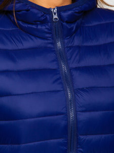 Kráľovská modrá dámska prešívaná prechodná bunda s kapucňou Bolf M23036