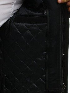 Pánsky čierny jednoradový kabát s vysokým golierom Bolf 8853A