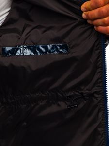 Tmavomodrá pánska športová prešívaná zimná bunda Bolf 973