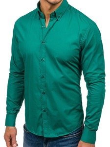 Zelená pánska elegantá košeľa s dlhými rukávmi BOLF 5821-1
